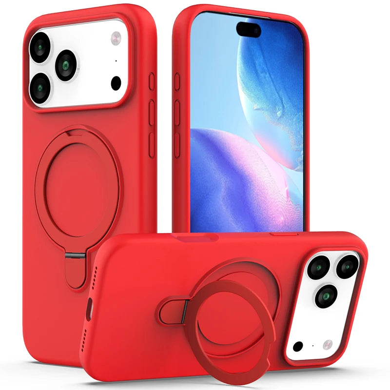 For iPhone Air ,17 Pro Case ELVEV Magnetic Shockproof Hard PC +Soft TPU Multi-angle Rotating Ring Cover iPhone 17 Pro Max cases