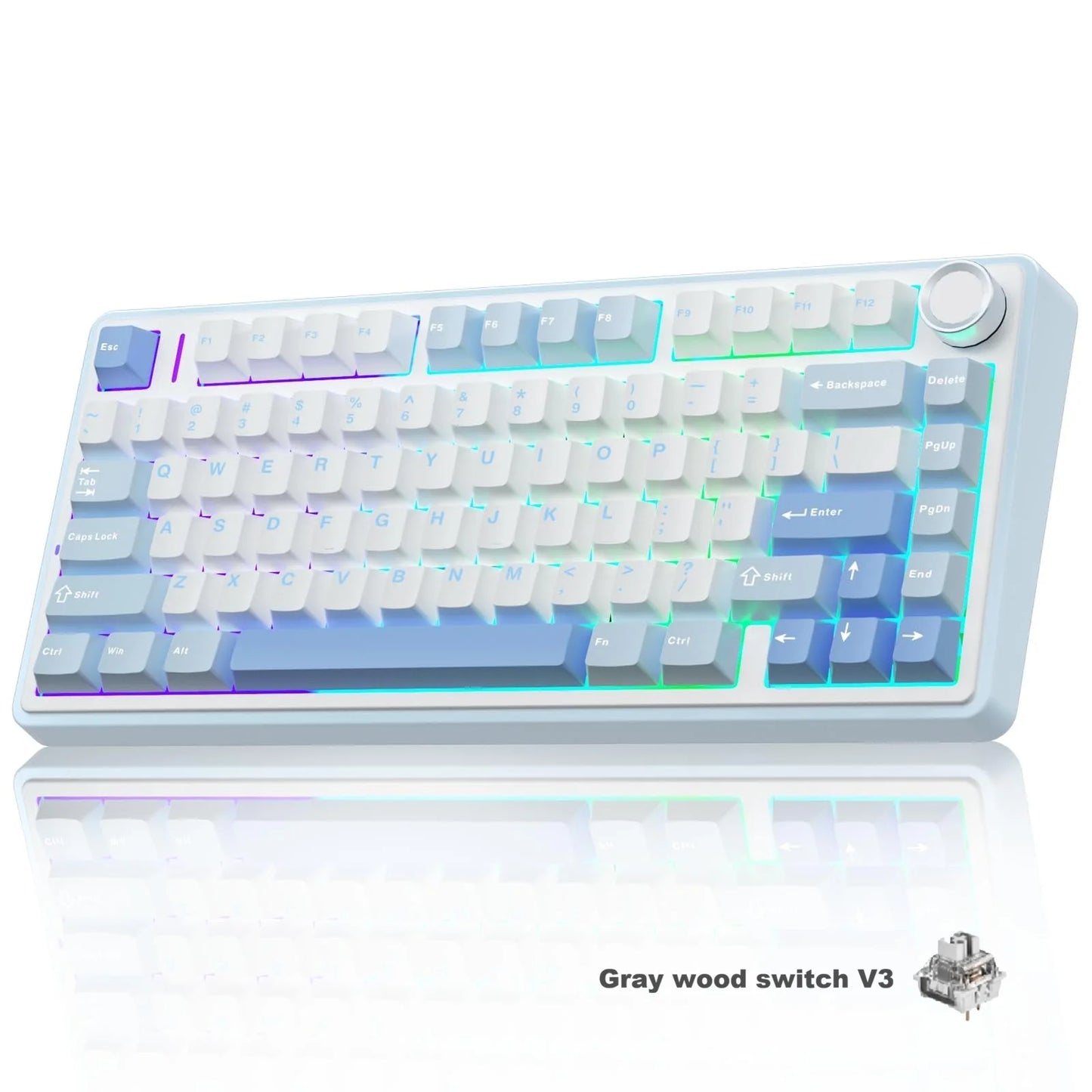 AULA F75 75% Wireless Mechanical Keyboard Hot Swappable Creamy Keyboard Pre-lubed Linear Switches Tri-Model RGB Gaming Keyboards
