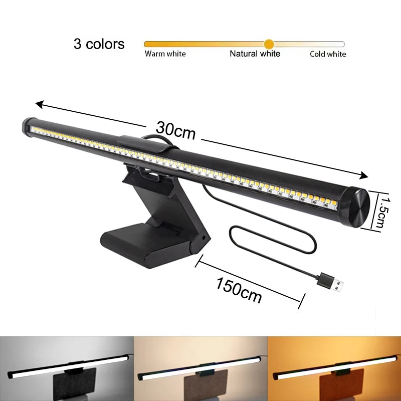 44CM Monitor Light Bar LED Computer Screen Hanging Lights RGB Atmosphere Table Lamp Stepless Dimmable for Work Study Read Gaming