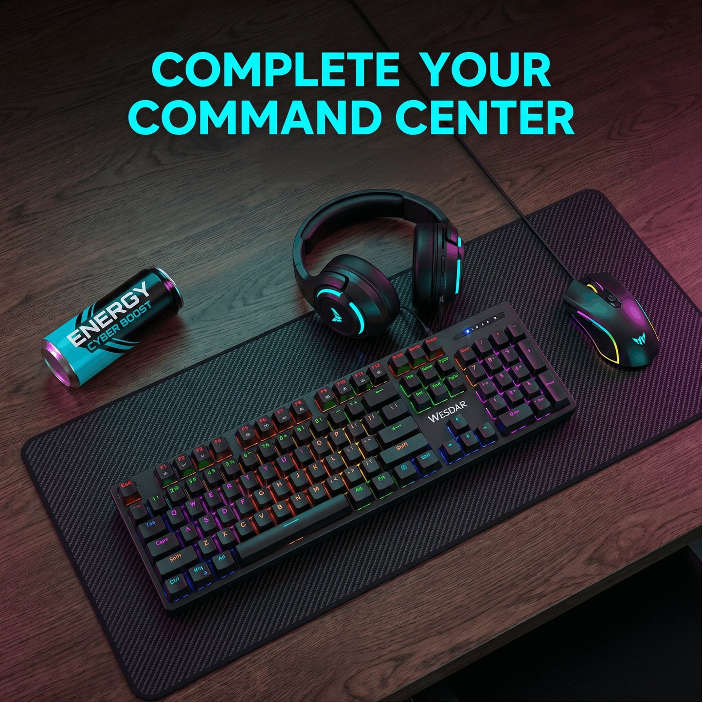 Mechanical Keyboard, USB Wired RGB LED Backlit Mechanical Gaming Keyboard with Blue Switch, Gaming Mechanical Keyboard for PC.