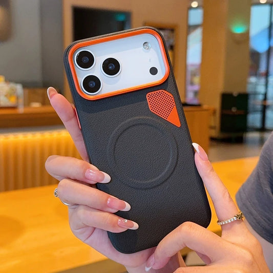 Funda Para iPhone 17 Pro Máx Case ELVEV Magnetic Luxury PU Leather Heat Dissipation Protection Cover for iPhone 17, Air