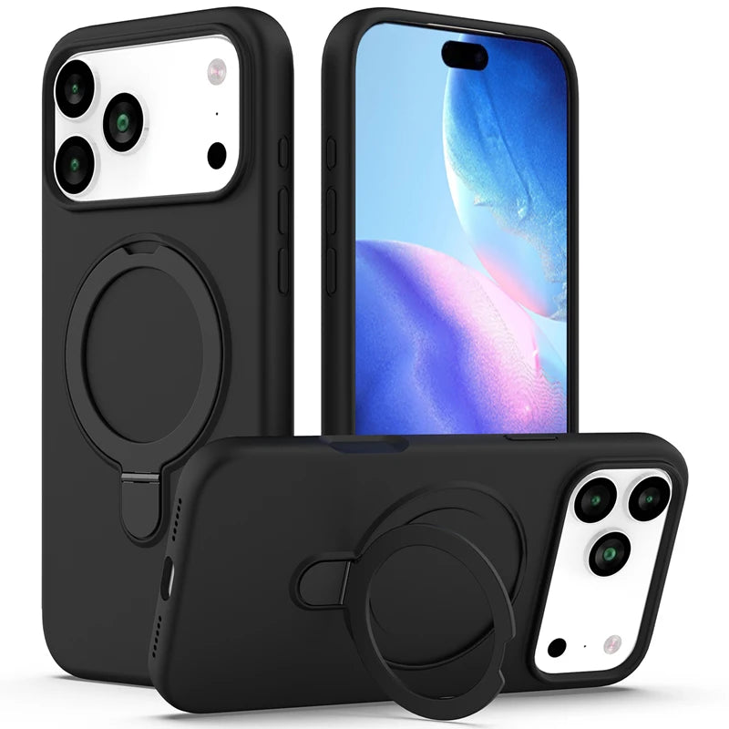 For iPhone Air ,17 Pro Case ELVEV Magnetic Shockproof Hard PC +Soft TPU Multi-angle Rotating Ring Cover iPhone 17 Pro Max cases