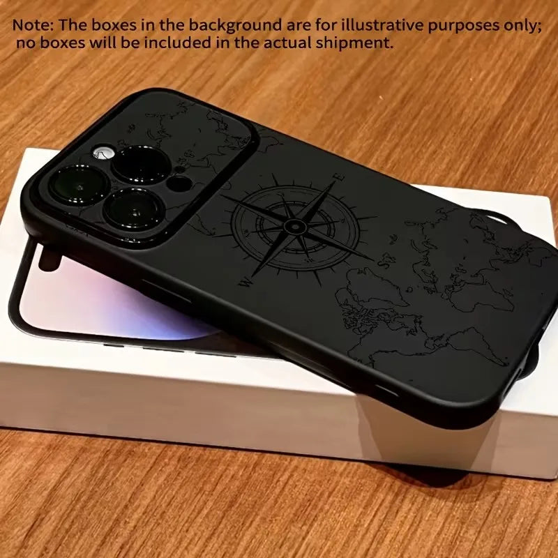 Phone Case For iPhone 11 Cases iPhone 15 16 17 Pro Max 14 13 12 X XS XR Plus Air Creative Compass Pattern Shockproof Soft Cover
