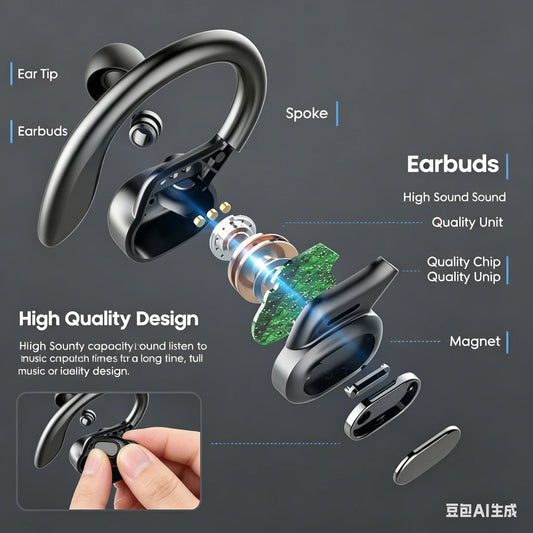 Original SP16 Sports Wireless Earphones over Ear Buds with Earhooks Ture Wireless Running in-Ear Headphones With Mic Otemkay