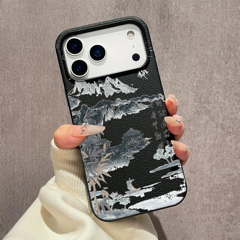 Chinese Style Poetry Case For iPhone 17 Pro Max Cases iPhone 11 15 12 13 14 Pro Max Case 17 Air 17proMax Back Cover Funda Bumper