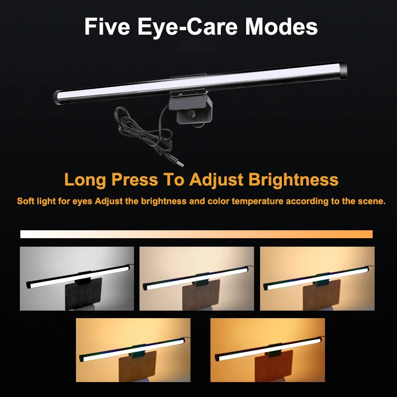 44CM Monitor Light Bar LED Computer Screen Hanging Lights RGB Atmosphere Table Lamp Stepless Dimmable for Work Study Read Gaming