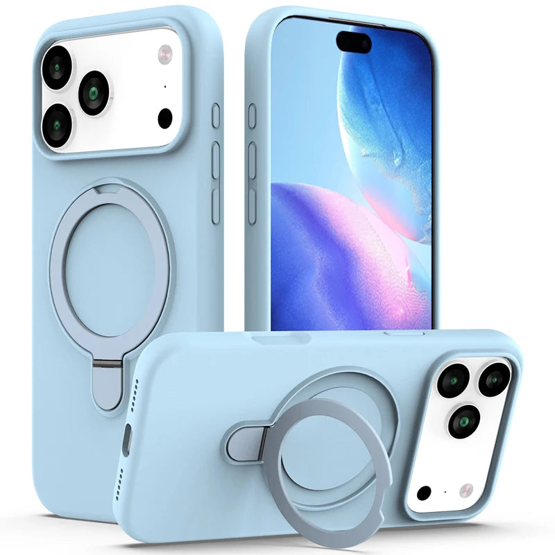 For iPhone Air ,17 Pro Case ELVEV Magnetic Shockproof Hard PC +Soft TPU Multi-angle Rotating Ring Cover iPhone 17 Pro Max cases