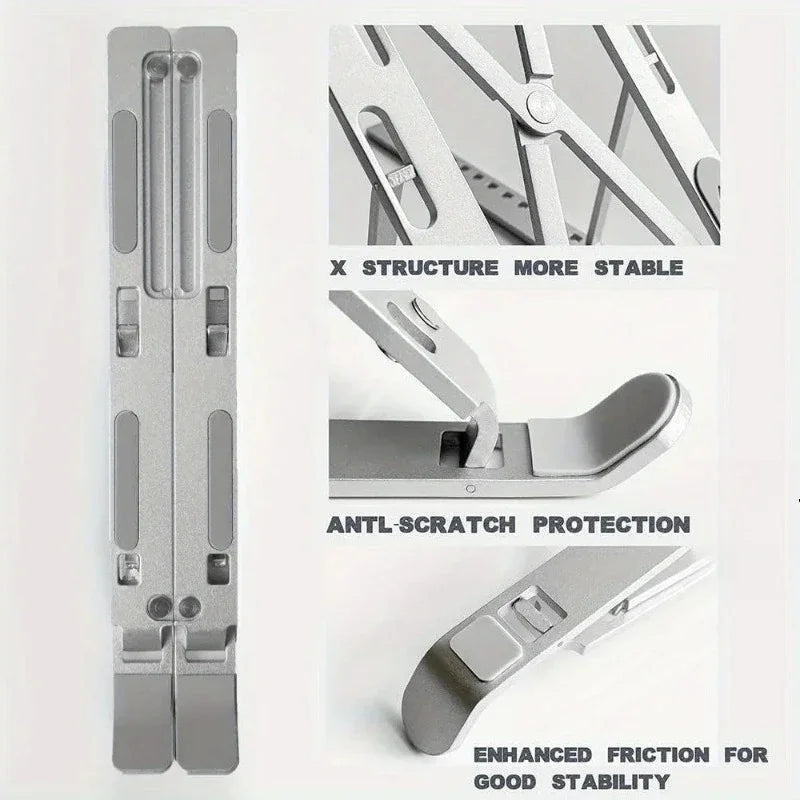 Aluminum Alloy Adjustable Folding Stand Is Suitable for 13-17-Inch Laptop Stands to Enhance Ventilation and Heat Dissipation