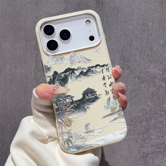 Chinese Style Poetry Case For iPhone 17 Pro Max Cases iPhone 11 15 12 13 14 Pro Max Case 17 Air 17proMax Back Cover Funda Bumper