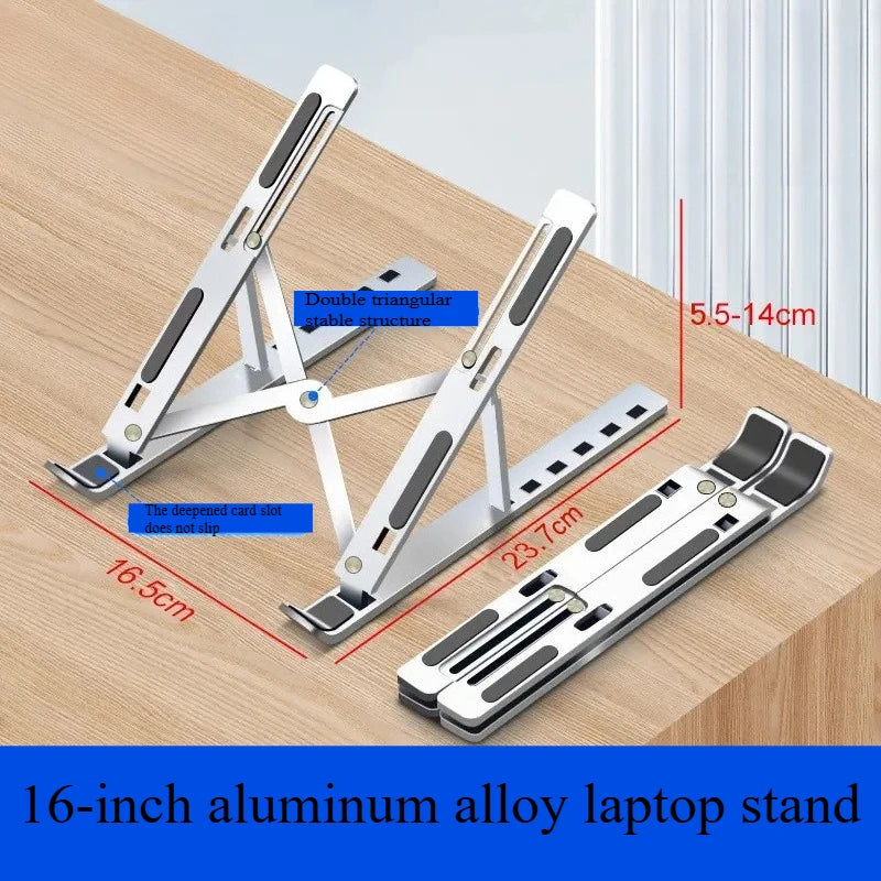 Aluminum Alloy Adjustable Folding Stand Is Suitable for 13-17-Inch Laptop Stands to Enhance Ventilation and Heat Dissipation