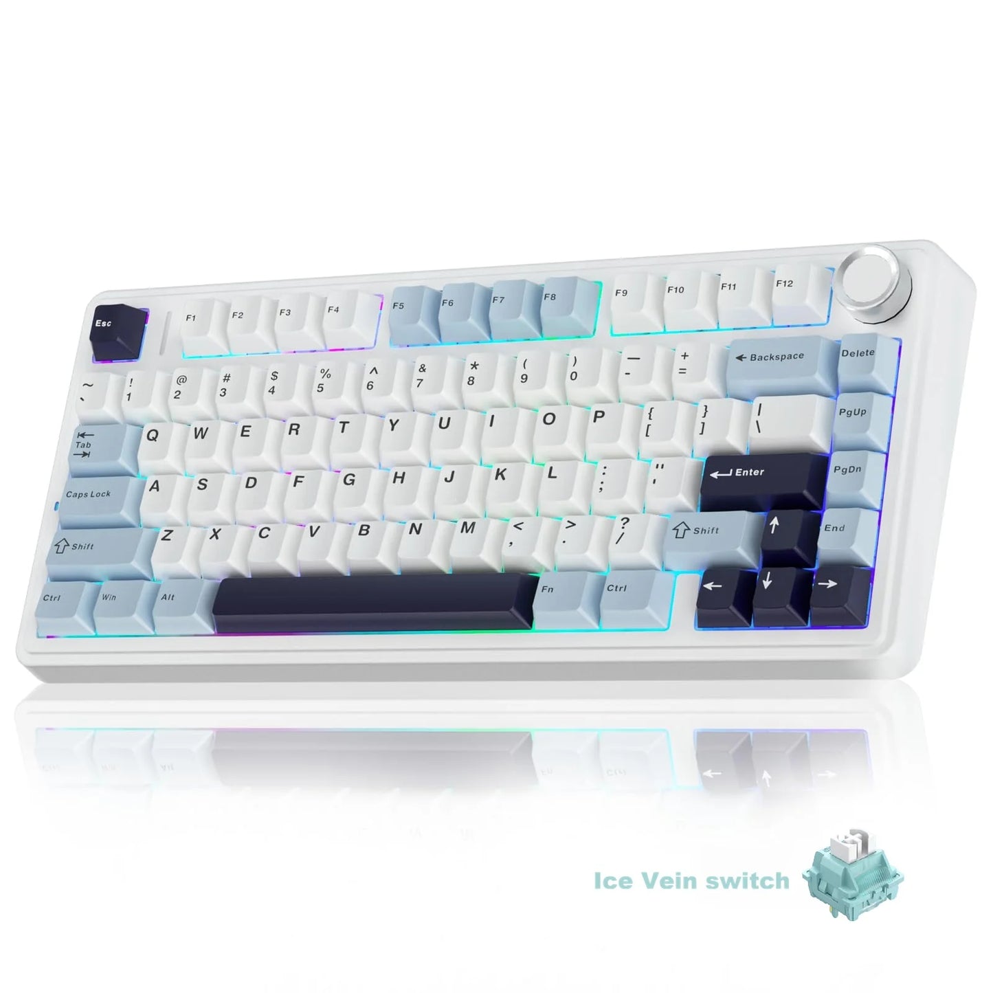 AULA F75 75% Wireless Mechanical Keyboard Hot Swappable Creamy Keyboard Pre-lubed Linear Switches Tri-Model RGB Gaming Keyboards