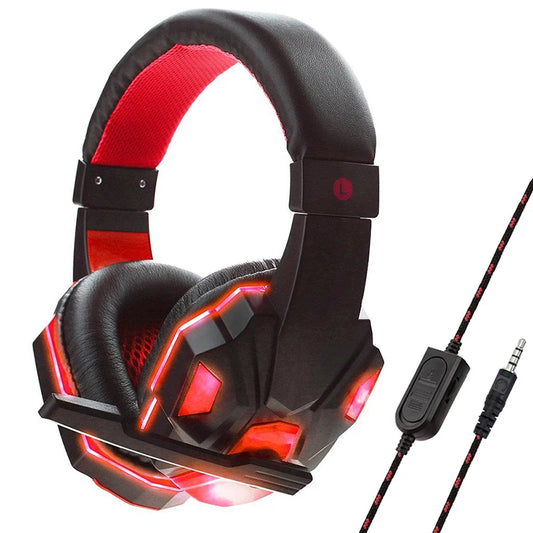 Headphones 3.5mm Wired Gaming Headset Earphones Music For Computer With Mic Headset Stereo Virtual Surround Bass LED Light Gamer