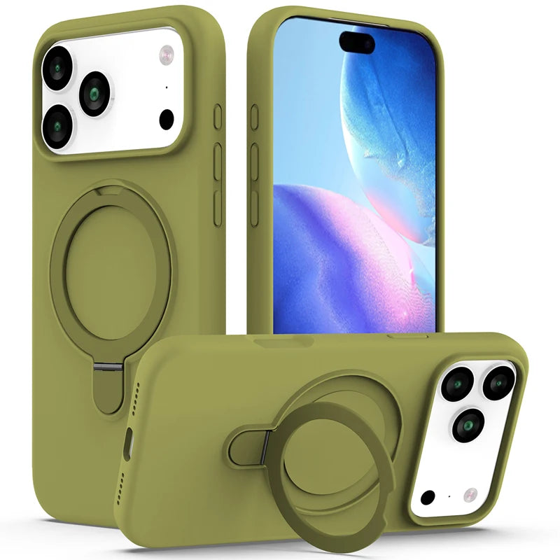 For iPhone Air ,17 Pro Case ELVEV Magnetic Shockproof Hard PC +Soft TPU Multi-angle Rotating Ring Cover iPhone 17 Pro Max cases
