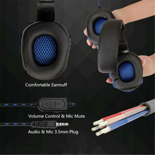 Headphones 3.5mm Wired Gaming Headset Earphones Music For Computer With Mic Headset Stereo Virtual Surround Bass LED Light Gamer