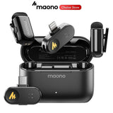 MAONO Wave T1 Mini Wireless Microphones Lavalier Microphone Noise Cancelling App Control Auto Clipping Recording Streaming Mic