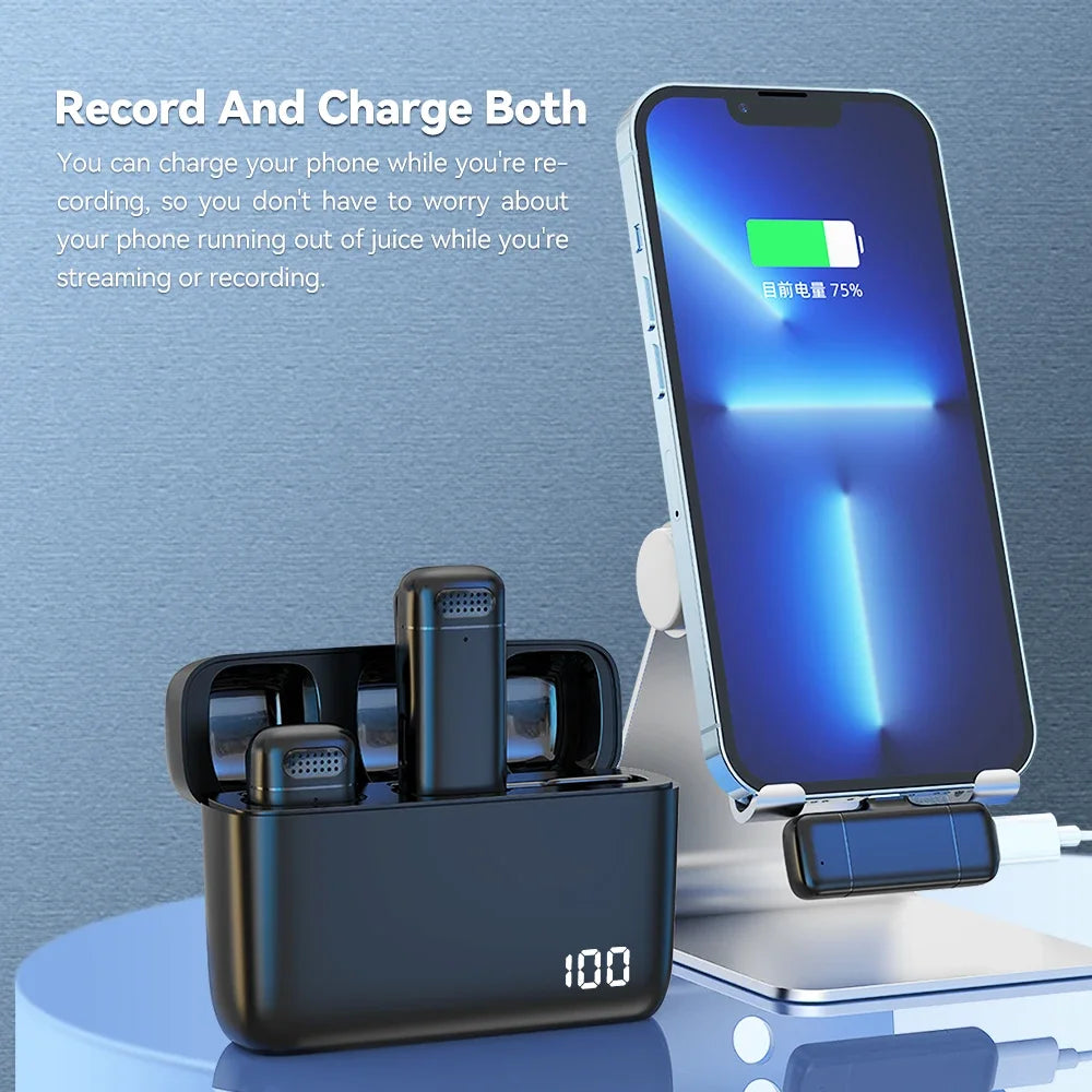 Lavalier Microphone 2.4G Wireless Microphones Portable Mini Noise Reduction Video Recording Microphone For Vlog Live Streaming