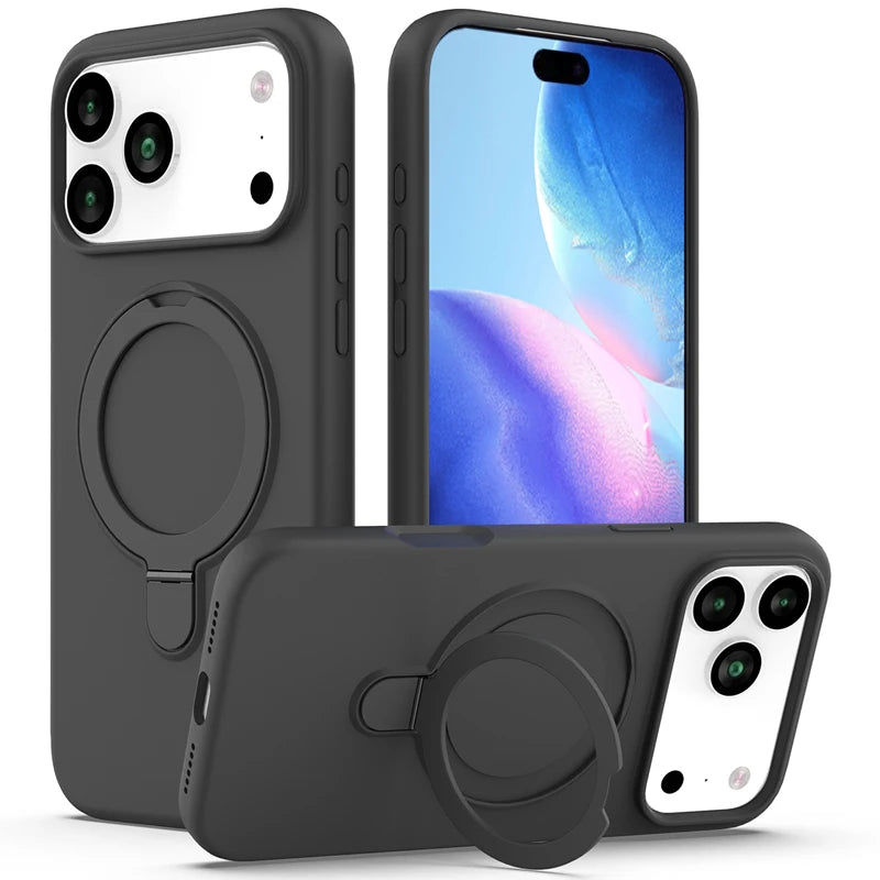 For iPhone Air ,17 Pro Case ELVEV Magnetic Shockproof Hard PC +Soft TPU Multi-angle Rotating Ring Cover iPhone 17 Pro Max cases