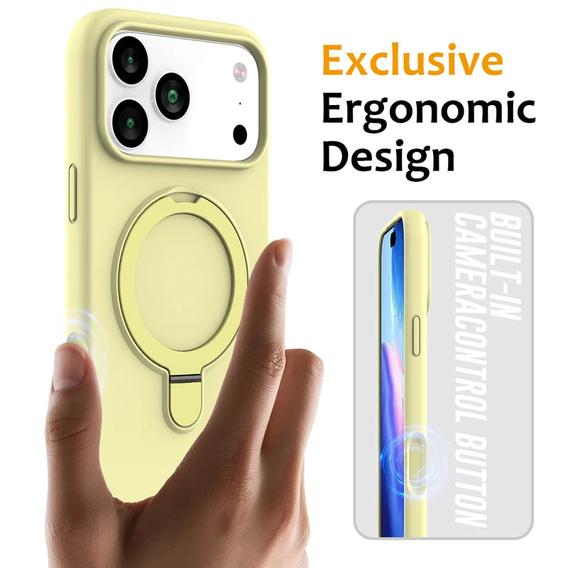For iPhone Air ,17 Pro Case ELVEV Magnetic Shockproof Hard PC +Soft TPU Multi-angle Rotating Ring Cover iPhone 17 Pro Max cases