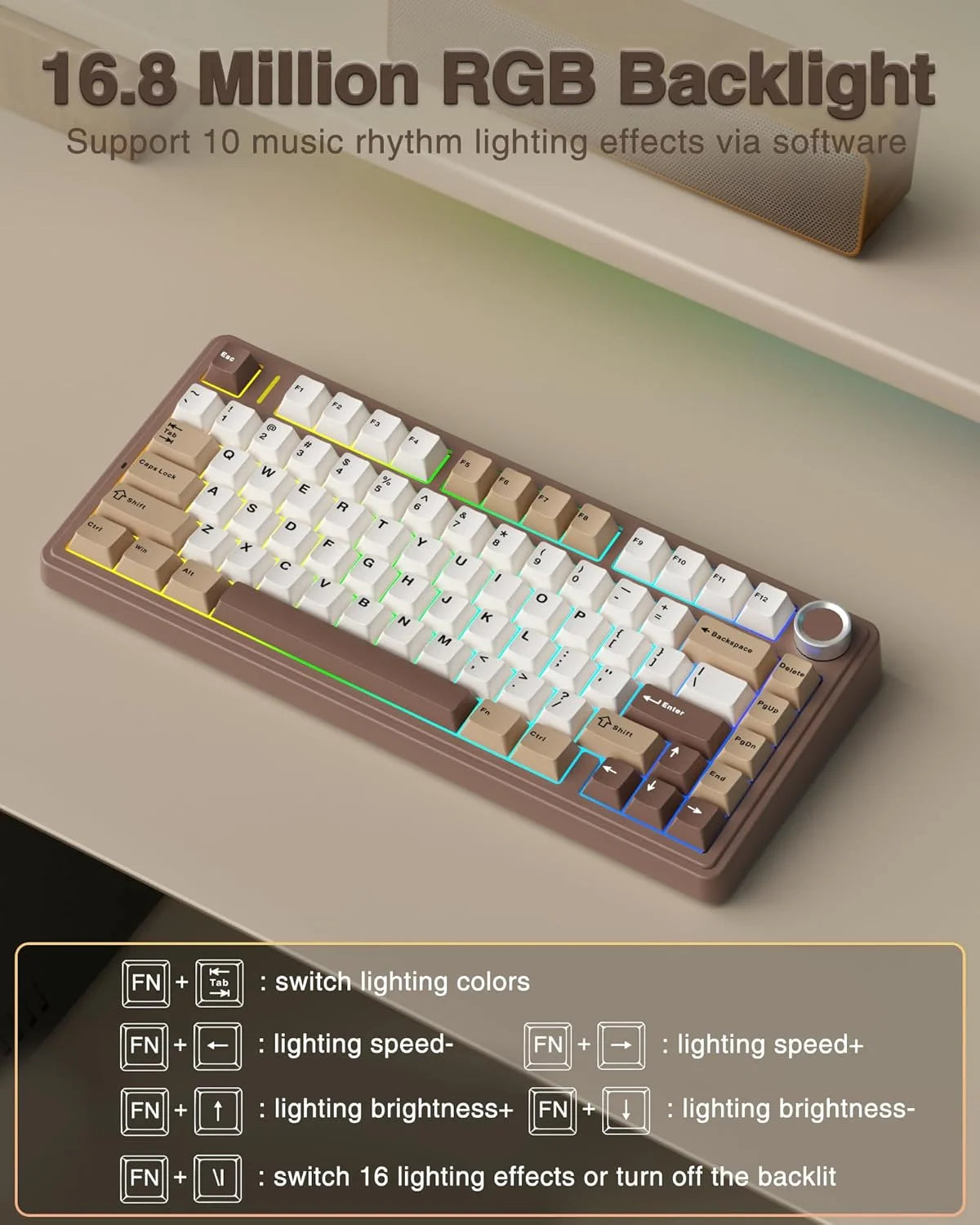 AULA F75 75% Wireless Mechanical Keyboard Hot Swappable Creamy Keyboard Pre-lubed Linear Switches Tri-Model RGB Gaming Keyboards