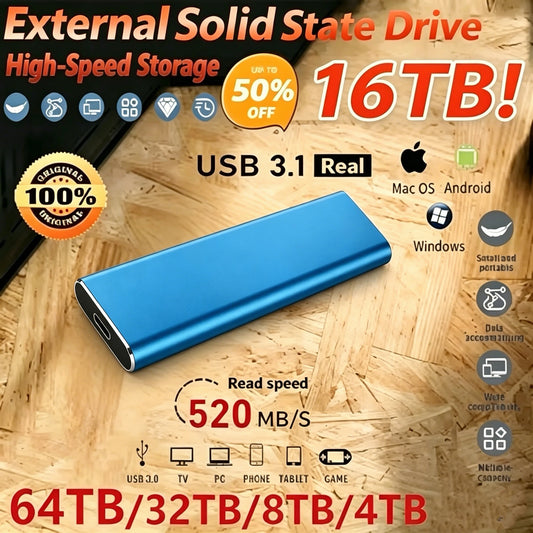 High Performance External SSD 1TB 4TB USB3.1 Portable Hard Disk For Desktop Laptop Device