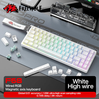 FREEWOLF F68/F68PRO 8K Customs Mechanical Keyboard,Magnetic Switch,128K Scan Rate, 0.01mm RT Accuracy,RGB Gaming Keyboards