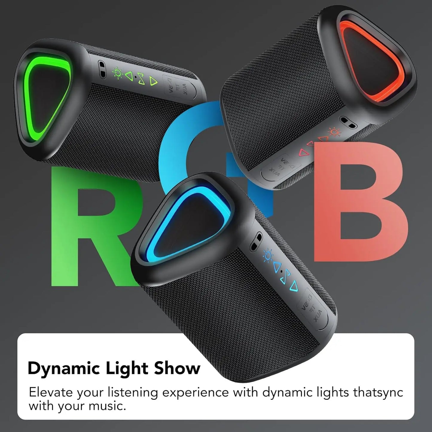 Bluetooth Speaker, 2026 Portable Wireless Speakers with Led Light, Bluetooth 5.4, 24H Playtime, Enhanced Bass, IPX7 Waterproof