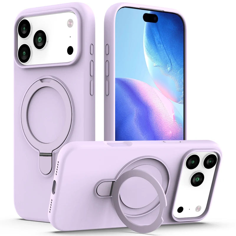 For iPhone Air ,17 Pro Case ELVEV Magnetic Shockproof Hard PC +Soft TPU Multi-angle Rotating Ring Cover iPhone 17 Pro Max cases