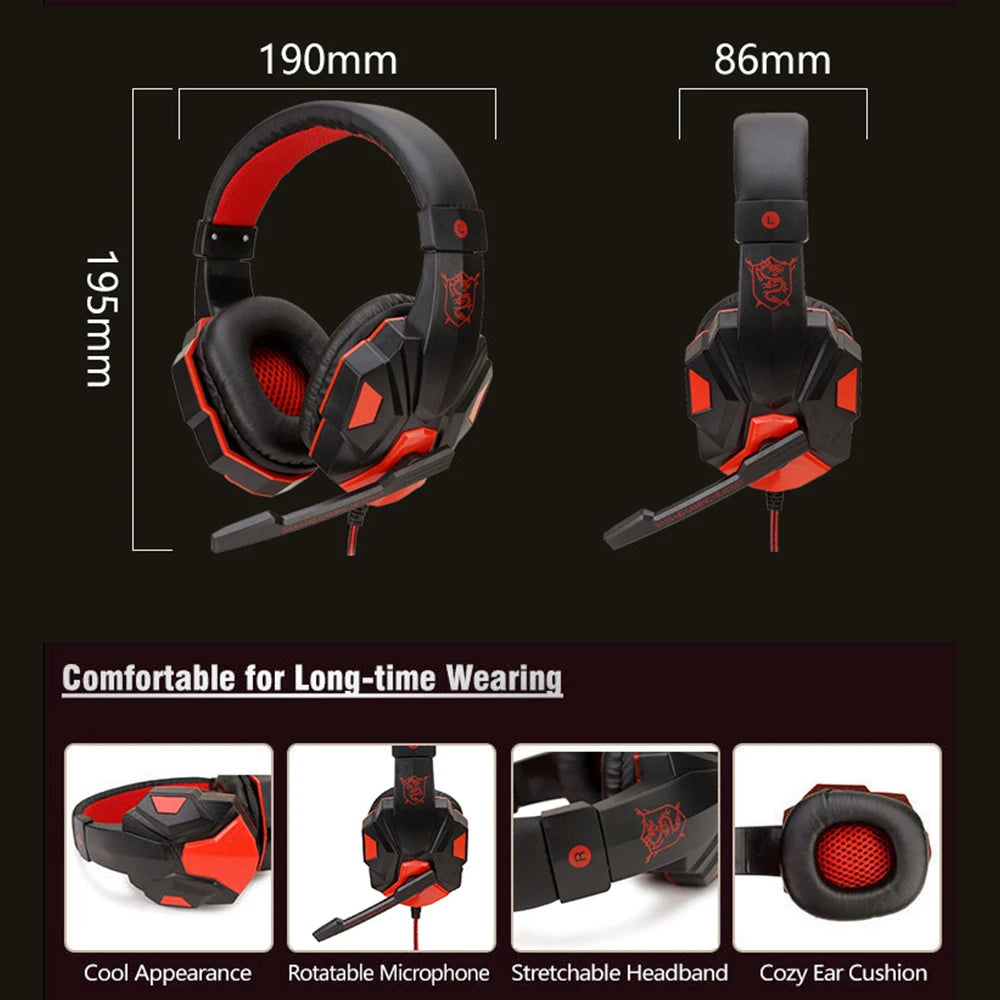 3.5mm Wired Gaming Headsets With 120° Adjustable Noise Cancelling Microphone Gamer Headphones For PS4/PS5/Xbox Smartphone Laptop