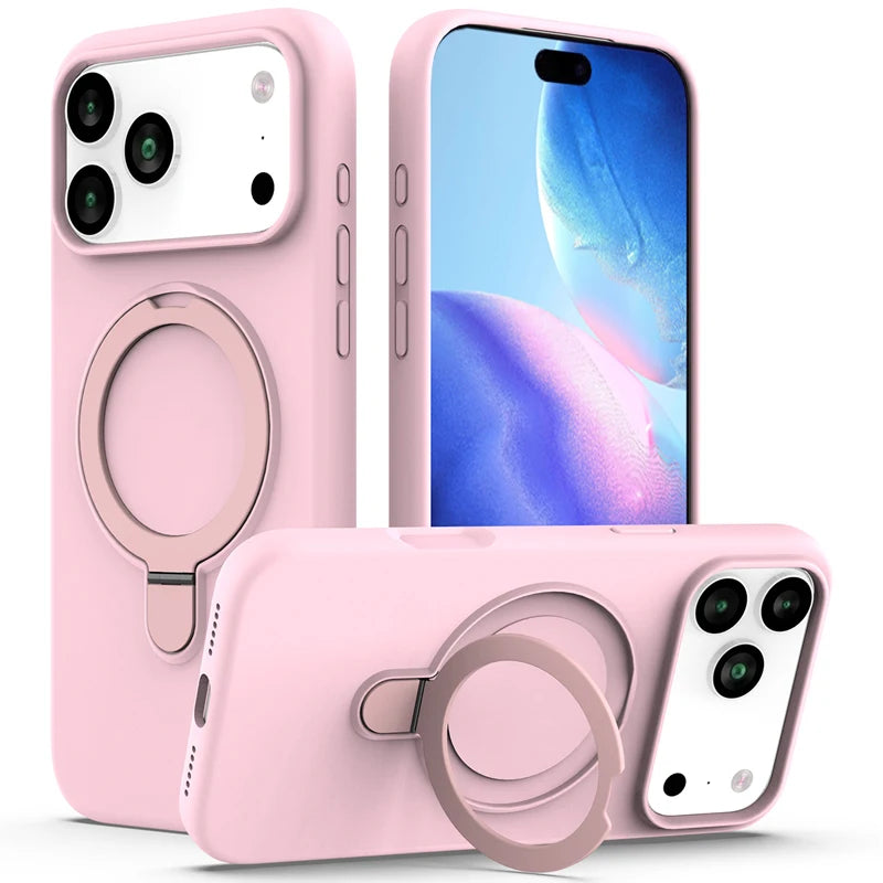 For iPhone Air ,17 Pro Case ELVEV Magnetic Shockproof Hard PC +Soft TPU Multi-angle Rotating Ring Cover iPhone 17 Pro Max cases