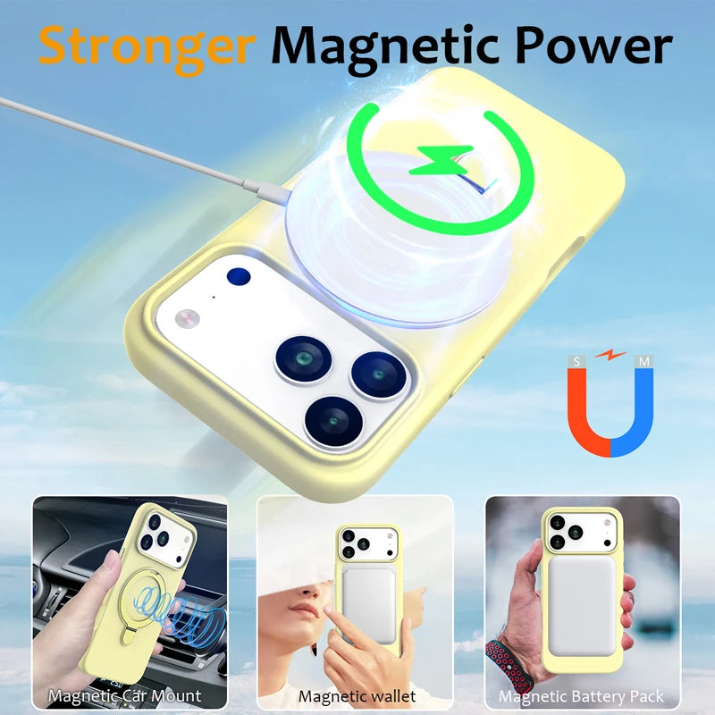For iPhone Air ,17 Pro Case ELVEV Magnetic Shockproof Hard PC +Soft TPU Multi-angle Rotating Ring Cover iPhone 17 Pro Max cases
