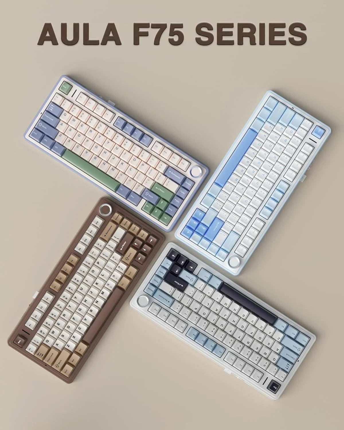 AULA F75 75% Wireless Mechanical Keyboard Hot Swappable Creamy Keyboard Pre-lubed Linear Switches Tri-Model RGB Gaming Keyboards