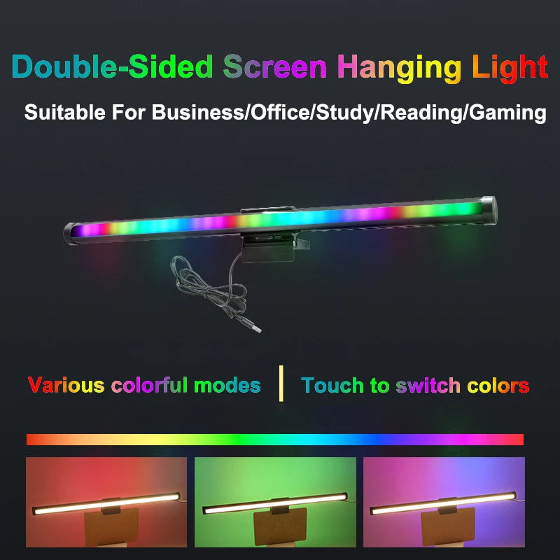 44CM Monitor Light Bar LED Computer Screen Hanging Lights RGB Atmosphere Table Lamp Stepless Dimmable for Work Study Read Gaming