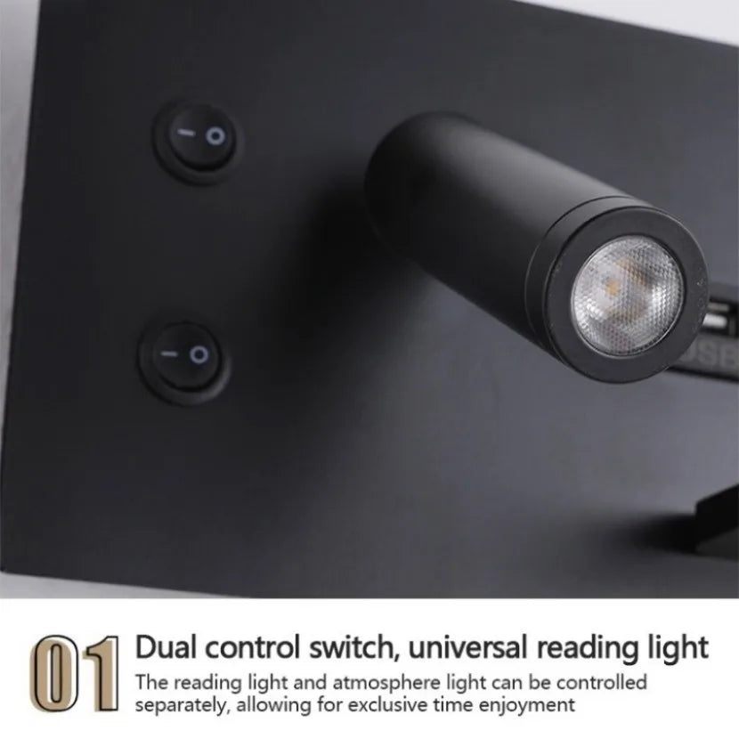 Creative LED Wall Sconce Minimalist Design Wireless Charging USB Interface Night Lamp Indoor Lighting For Living Room Bedroom