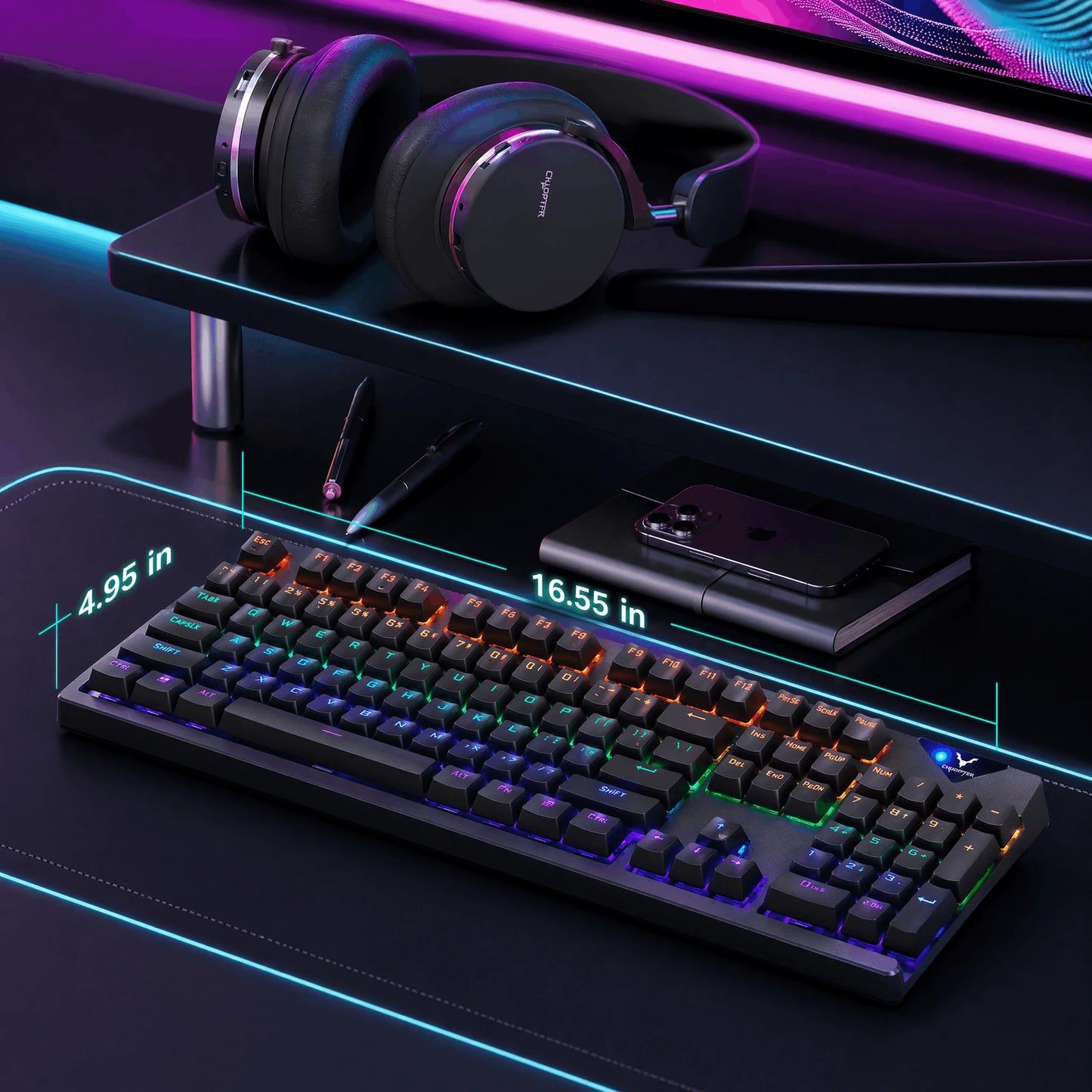 Mechanical Keyboard, USB Wired RGB LED Backlit Mechanical Gaming Keyboard with Blue Switch, Gaming Mechanical Keyboard for PC.