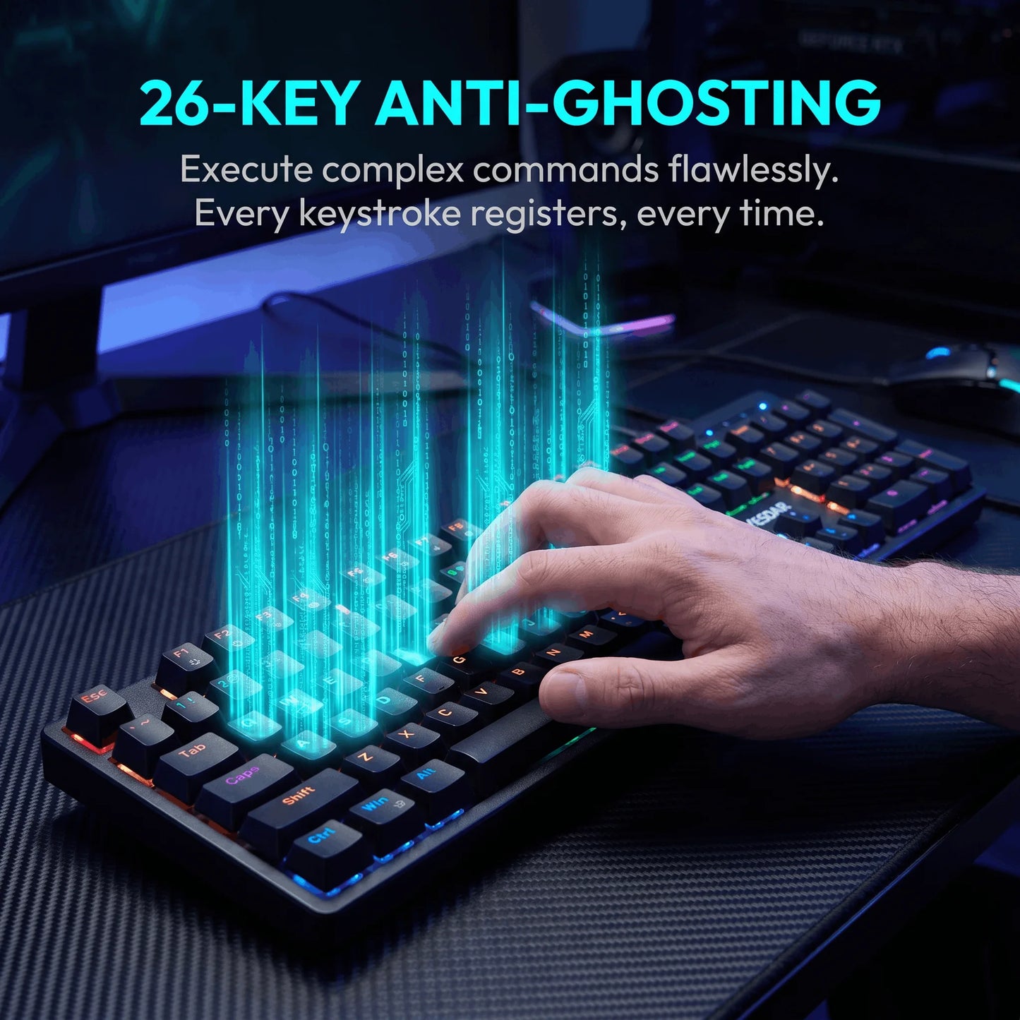 Mechanical Keyboard, USB Wired RGB LED Backlit Mechanical Gaming Keyboard with Blue Switch, Gaming Mechanical Keyboard for PC.