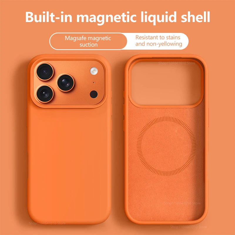 Original Magnetic Phone Case For iPhone 17 16 Pro Max Liquid Silicone Cases For iPhone17 16 Pro Max 17Pro Air Soft Bumper Cover
